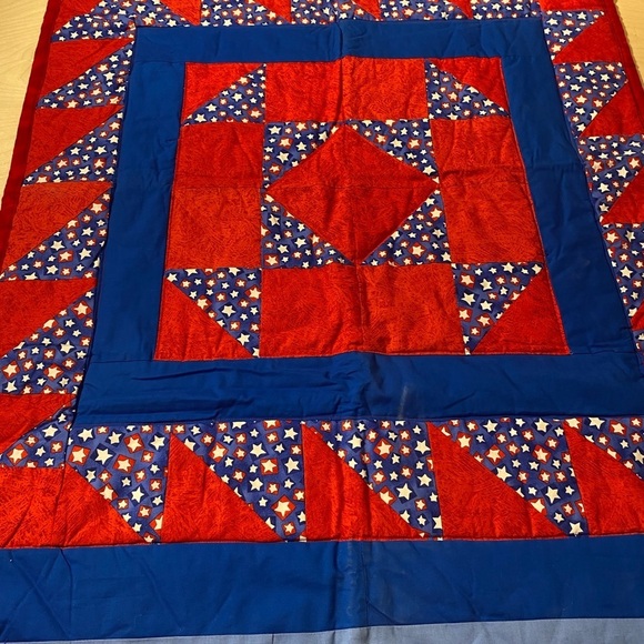 Hand Crafted Patriotic Lap Quilt 46” x 35” (HL) - Picture 7 of 11